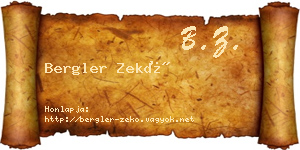 Bergler Zekő névjegykártya
